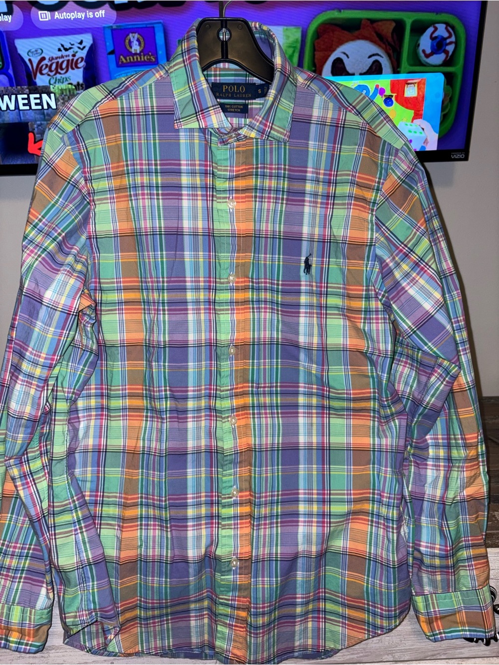 Ralph Lauren Men's Multicolor Plaid Button-Down Shirt - Green/Blue/Orange/Purple